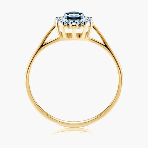 Pierścionek zaręczynowy SAVICKI: złoty, niebieski szafir